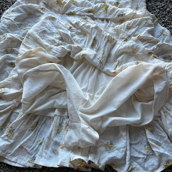 Aeropostale Floral Mini Dress Womens Medium White And Yellow Flower Flowy Dress - Picture 4 of 8